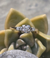 14k gold two-tone vintage diamond bridal set - apx .27ct tw
