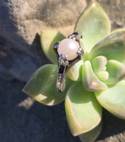14k white gold Art Deco c.1920's BELAIS pearl and blue sapphire ring