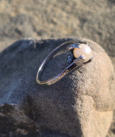 14k white gold Art Deco c.1920's BELAIS pearl and blue sapphire ring