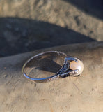 14k white gold Art Deco c.1920's BELAIS pearl and blue sapphire ring