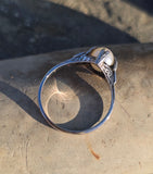 14k white gold Art Deco c.1920's BELAIS pearl and blue sapphire ring