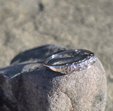 14k white gold diamond estate wedding stackable band - bells