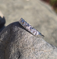14k white gold diamond estate wedding stackable band - bells