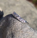 14k white gold diamond estate wedding stackable band - bells
