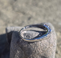14k white gold diamond estate wedding stackable band - bells