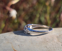 14k white gold diamond estate wedding stackable band - bells