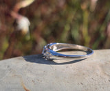 14k white gold diamond estate wedding stackable band - bells