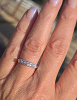 14k white gold diamond estate wedding stackable band - bells