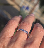 14k white gold diamond estate wedding stackable band - bells