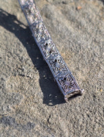14k white gold c.1920's Art Deco filigree diamond and emerald bracelet