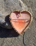 14k yellow gold heart cameo and diamond estate pendant necklace pin