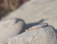 14k gold two-tone 5 diamond estate wedding stackable band