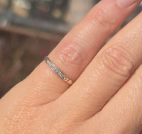 14k gold two-tone 5 diamond estate wedding stackable band