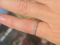 14k gold two-tone 5 diamond estate wedding stackable band