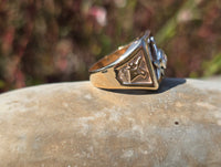10k gold two-tone tone vintage diamond Masonic Freemason Ring