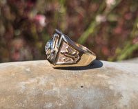 10k gold two-tone tone vintage diamond Masonic Freemason Ring