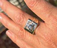 10k gold two-tone tone vintage diamond Masonic Freemason Ring