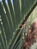 18k gold two tone Art Deco diamond and sapphire target earrings dangle drops