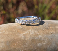14k white gold 3.4mm diamond estate eternity band - size 6.5. HOLD