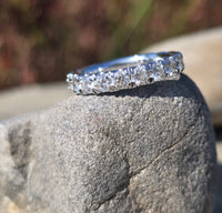 14k white gold 3.4mm diamond estate eternity band - size 6.5. HOLD