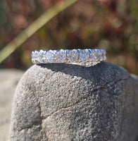 14k white gold 3.4mm diamond estate eternity band - size 6.5. HOLD