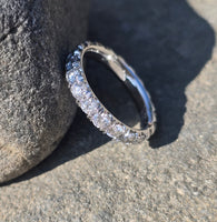 14k white gold 3.4mm diamond estate eternity band - size 6.5. HOLD