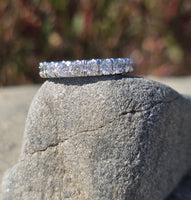 14k white gold 3.4mm diamond estate eternity band - size 6.5. HOLD
