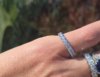 14k white gold 3.4mm diamond estate eternity band - size 6.5. HOLD