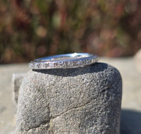 18k white gold 10 diamond vintage Art Deco engraved wedding band
