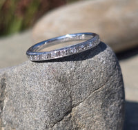 18k white gold 10 diamond vintage Art Deco engraved wedding band