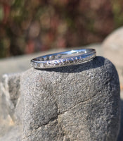 18k white gold 10 diamond vintage Art Deco engraved wedding band