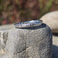 18k white gold 10 diamond vintage Art Deco engraved wedding band