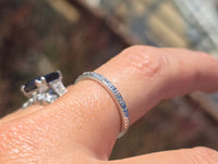 18k white gold 10 diamond vintage Art Deco engraved wedding band