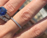 18k white gold 10 diamond vintage Art Deco engraved wedding band