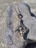 10k gold diamond & pearl antique filigree necklace pendant lavaliere