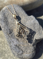 10k gold diamond & pearl antique filigree necklace pendant lavaliere