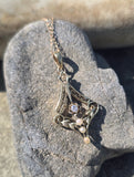 10k gold diamond & pearl antique filigree necklace pendant lavaliere