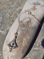 10k gold diamond & pearl antique filigree necklace pendant lavaliere