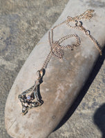 10k gold diamond & pearl antique filigree necklace pendant lavaliere