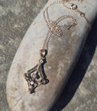 10k gold diamond & pearl antique filigree necklace pendant lavaliere