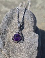 14k white gold filigree amethyst antique Deco necklace pendant lavaliere