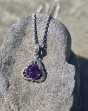 14k white gold filigree amethyst antique Deco necklace pendant lavaliere