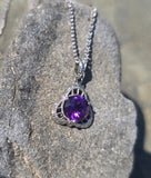 14k white gold filigree amethyst antique Deco necklace pendant lavaliere