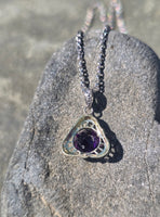 14k white gold filigree amethyst antique Deco necklace pendant lavaliere