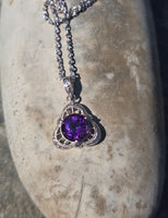14k white gold filigree amethyst antique Deco necklace pendant lavaliere
