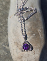 14k white gold filigree amethyst antique Deco necklace pendant lavaliere
