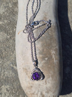 14k white gold filigree amethyst antique Deco necklace pendant lavaliere
