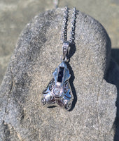 14k gold white gold sapphire and diamond Art Deco necklace pendant