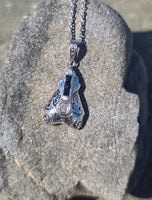 14k gold white gold sapphire and diamond Art Deco necklace pendant