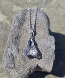 14k gold white gold sapphire and diamond Art Deco necklace pendant